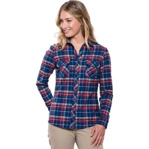 Kuhl Plaid Flannel Long Sleeve Women's Alina Buttondown Top Size Small Blue Red